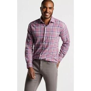Peter Millar Button Down Plaid Shirt, Iron Way, 100% Cotton, Pink/Blue Mens Sz M